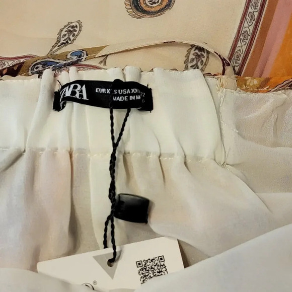 ZARA Womens Regular Patchwork Paisley Ruffle Maxi Dress Boho Orange Size XXS New - Picture 11 of 16